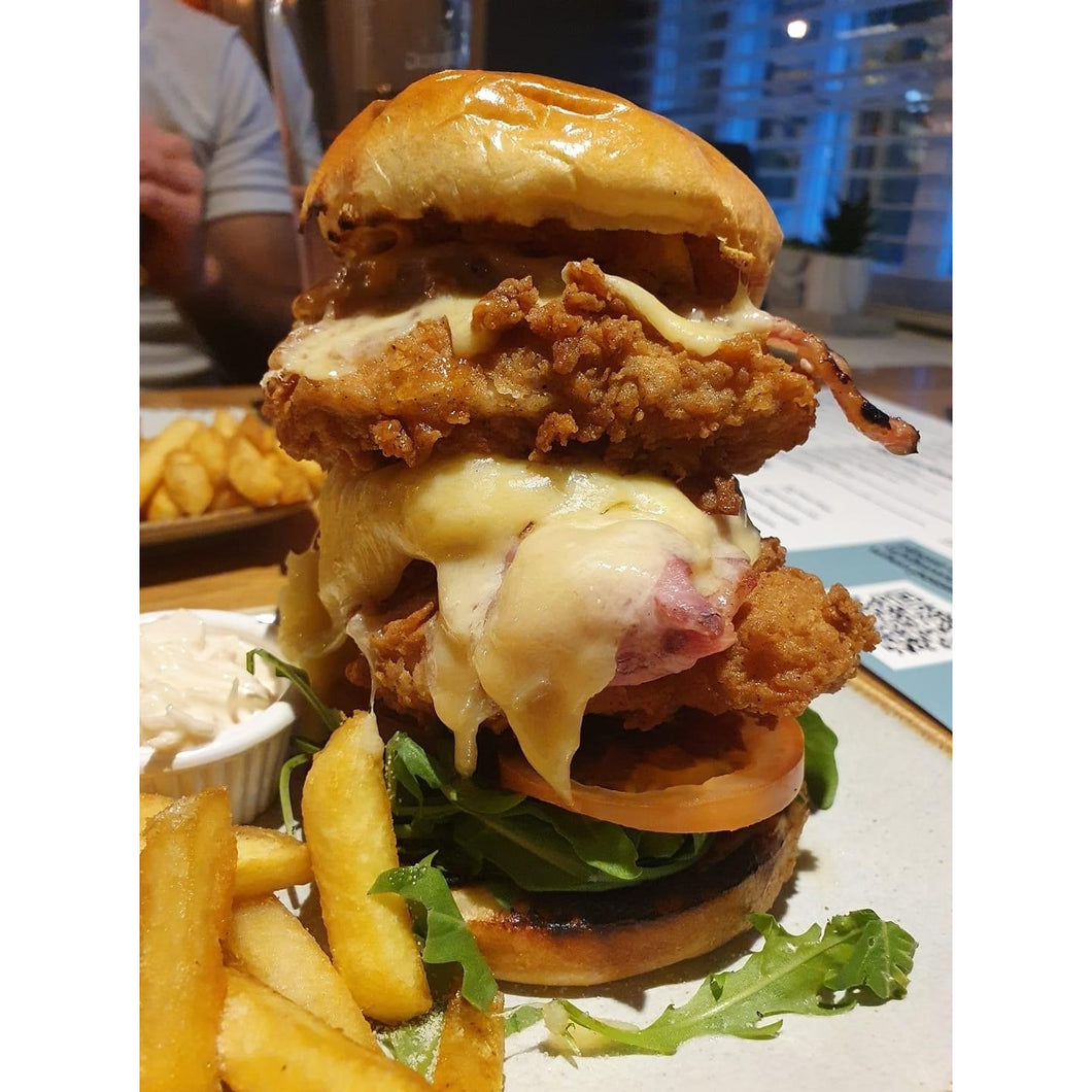 Giant Southern Fried Chicken Tower Burger